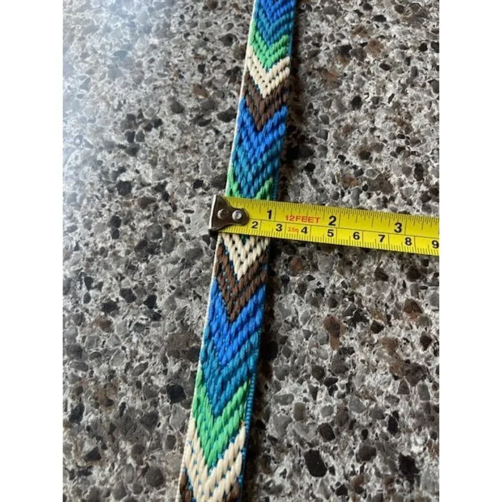 Colorful Woven‎ Belt With Leather LOOK Accents - 32.75 OVERALL  Inches